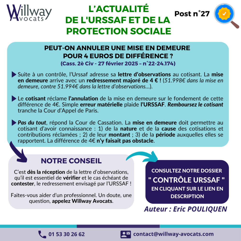 Peut-on annuler une mise en demeure pour 4 euros de différence ?