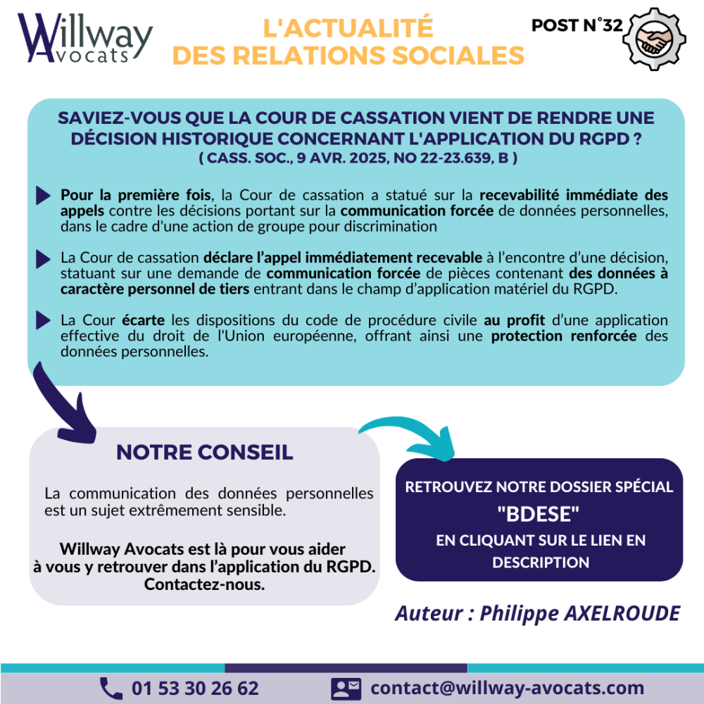 Saviez-vous que la Cour de cassation vient de rendre une décision historique concernant l'application du RGPD ?