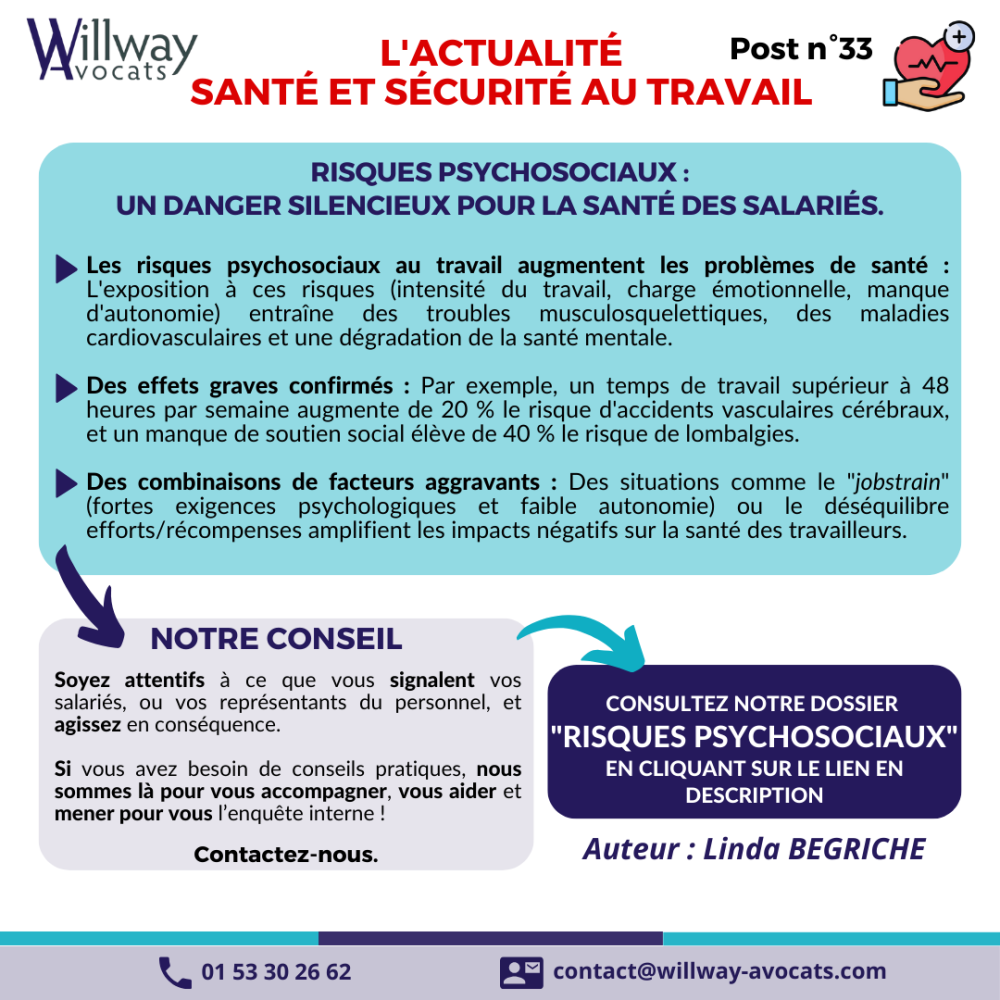 Risques psychosociaux : un danger silencieux pour la santé des salariés.