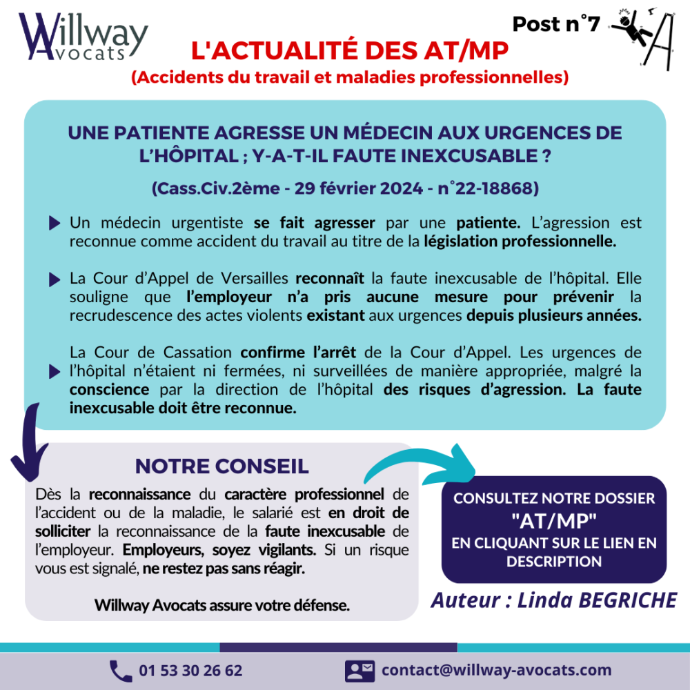 Une patiente agresse un médecin aux urgences de l’hôpital ; y-a-t-il faute inexcusable ?