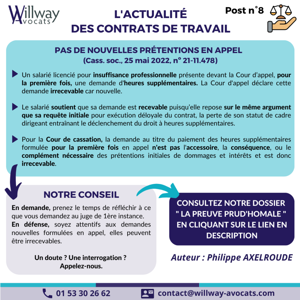 Pas de nouvelles prétentions en appel