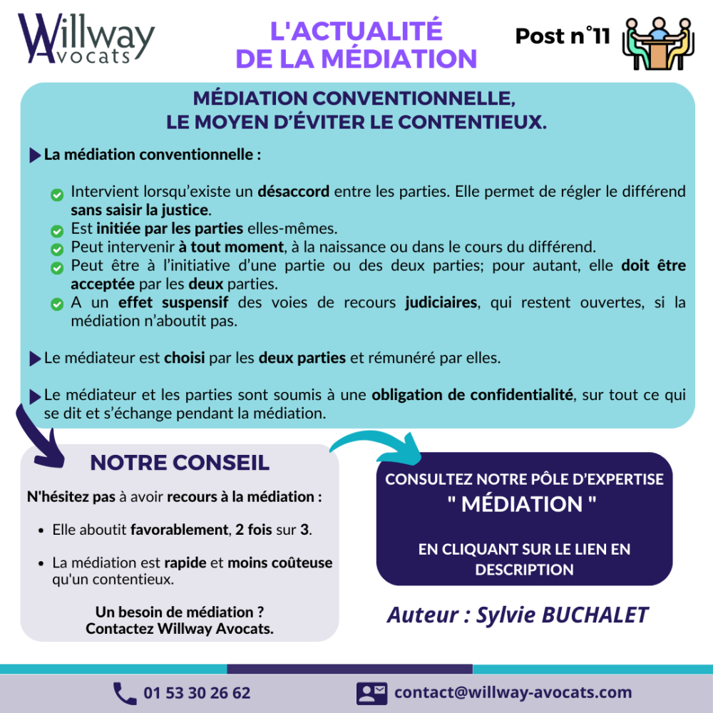 Médiation conventionnelle, le moyen d'éviter le contentieux.