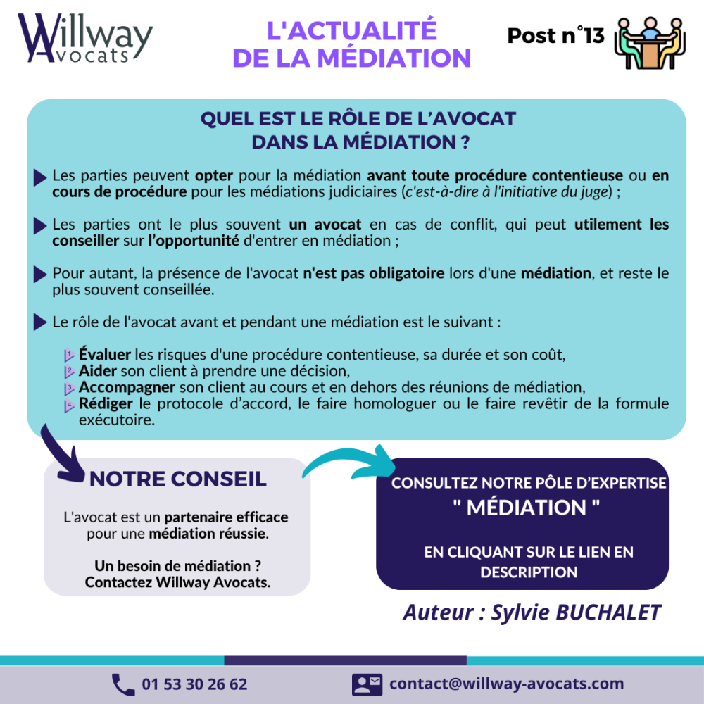 Quel est le rôle de l'avocat dans la médiation ?