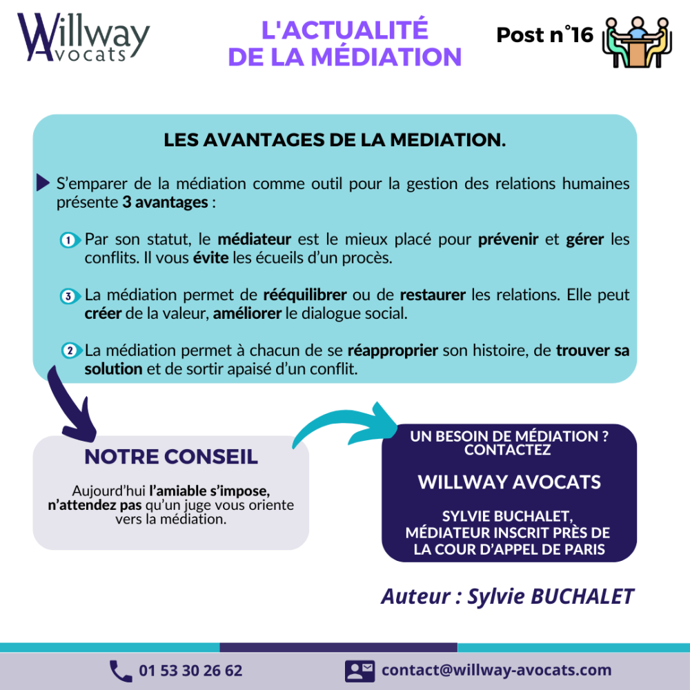 Les avantages de la médiation. 